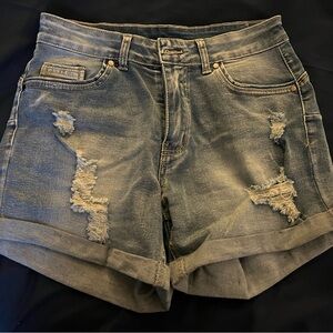 Distressed Denim Shorts